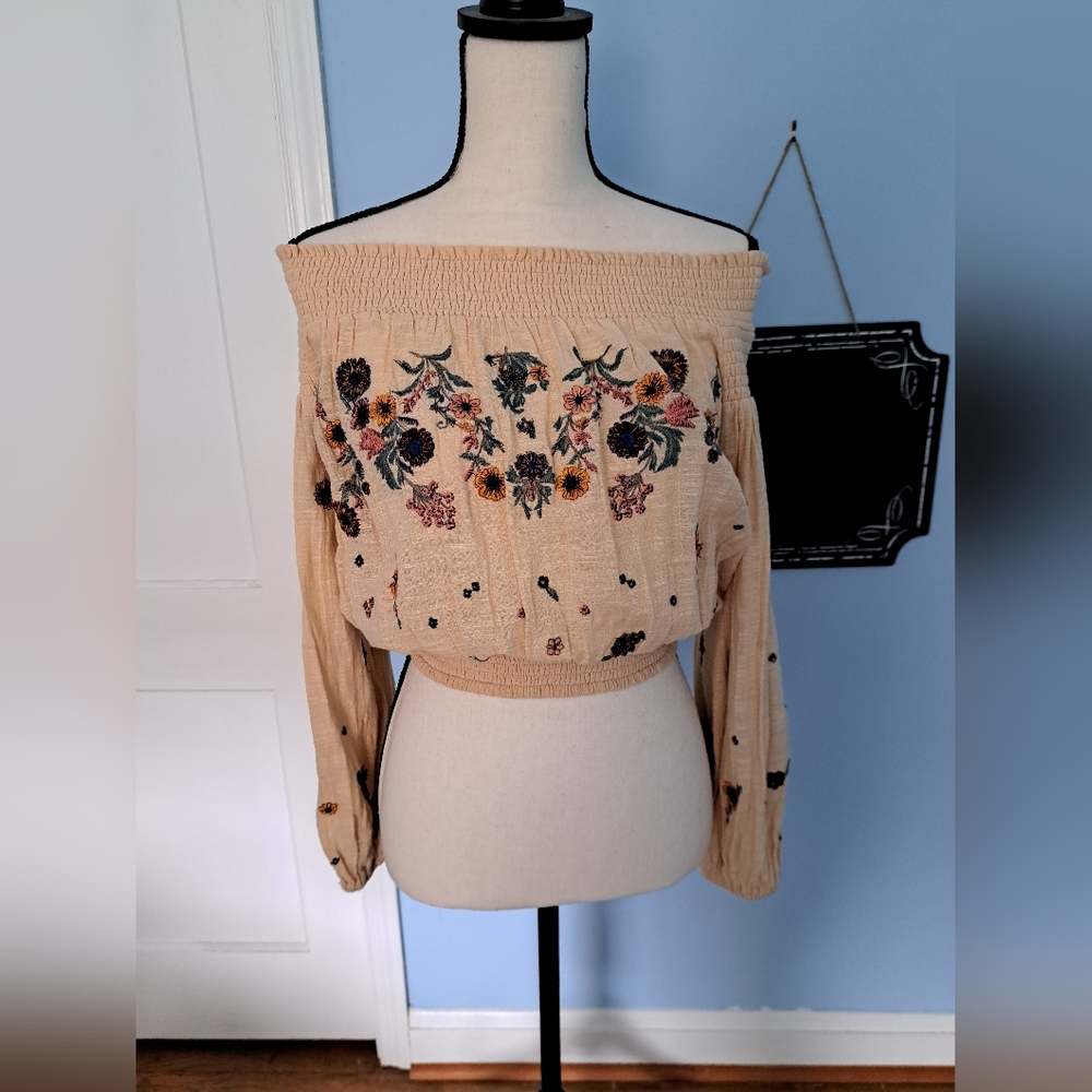 Floral Embroidered Off-Shoulder Top